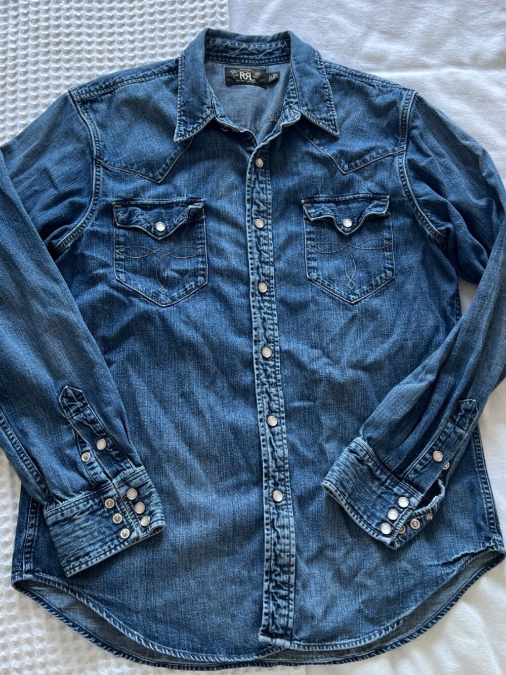 RRL Mens Denim Buffalo Western Workshirt - Picture 4 of 10